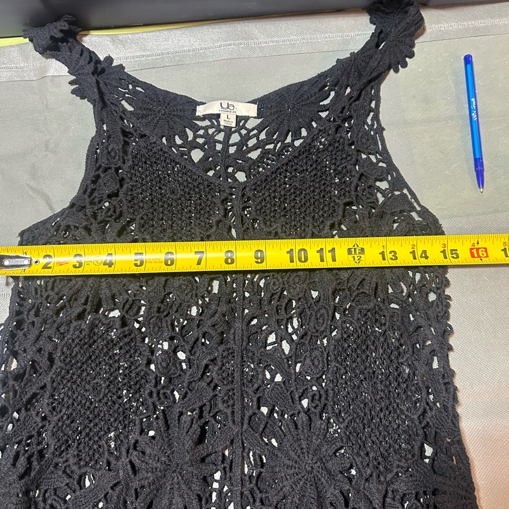 Black Crochet Knit Tank Top Size Large